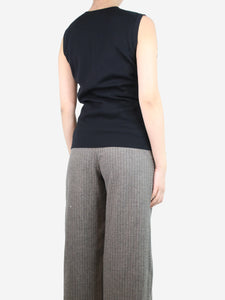 Akris Black sleeveless cutout wool top - size UK 12