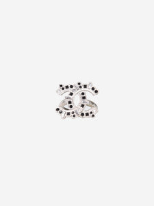 Chanel Silver embellished CC ring - size 10