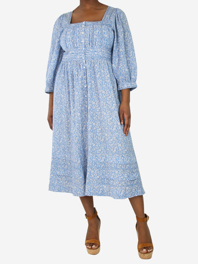 Blue floral printed midi dress - size XL