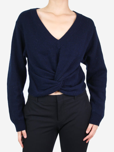 Navy blue v-neck knot jumper - size S Knitwear T Alexander Wang 