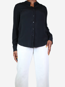 Kelly Black mandarin-collar shirt - size UK 12