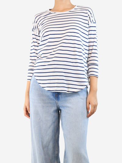 White and blue striped top - size S Tops Fedeli