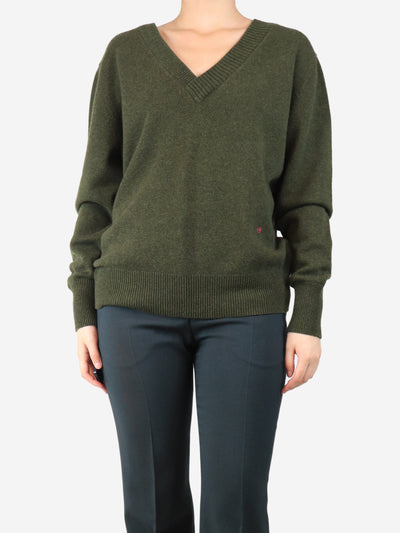 Khaki v-neck sweater - size UK 8 Knitwear Victoria Beckham