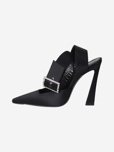 Black square-toe diamante-buckle satin heels - size EU 37 Heels Saint Laurent 