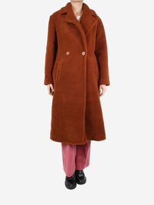 Maje Rust brown teddy fleece coat - size UK 8