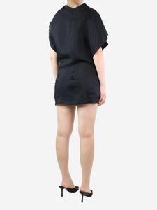 Jil Sander Black asymmetric satin dress - size UK 12