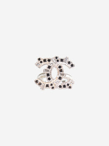 Chanel Silver embellished CC ring - size 10