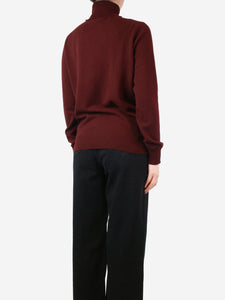 Crimson Burgundy cashmere roll-neck jumper - size L
