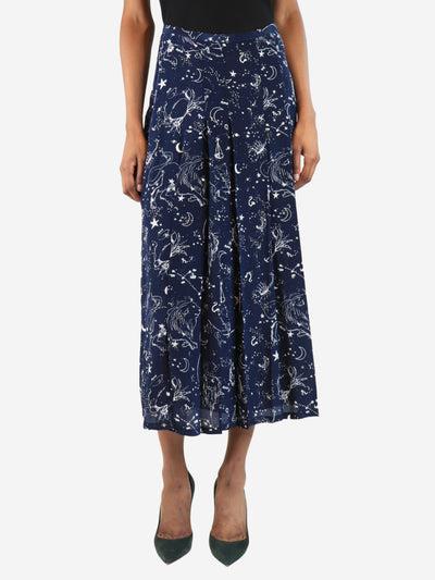 White and navy cosmic pleated midi skirt - size S Skirts Rixo