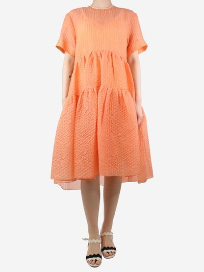 Orange textured tiered midi dress - size UK 10 Dresses Victoria Victoria Beckham 