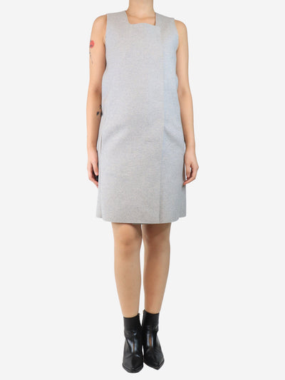 Grey wool button-down midi dress - size UK 8