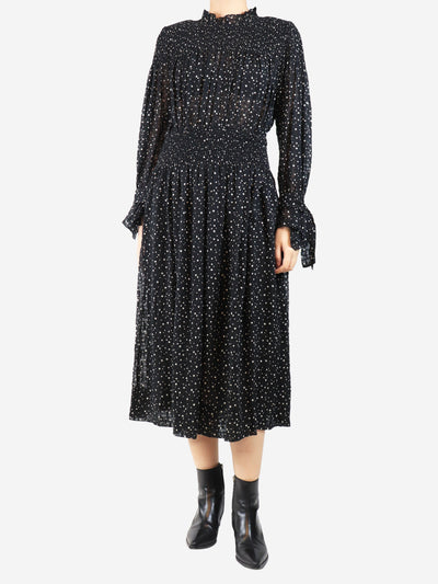 Black shirred star-print midi dress - size UK 10 Dresses Rebecca Taylor