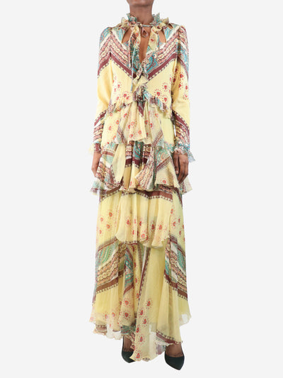 Yellow chiffon tiered maxi dress - size UK 6 Dresses Etro