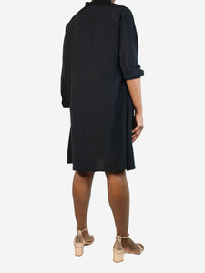 Aspesi Black ruffle-trimmed silk midi dress - size UK 14