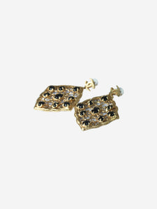 Chanel Gold diamond-shaped earrings