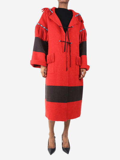 Red fringed hooded coat - size XS Coats & Jackets Alanui