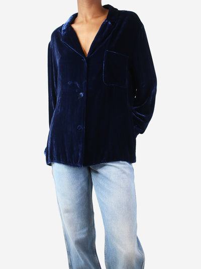 Blue button-up velvet blouse - size XS Tops Golden Goose Deluxe Brand 