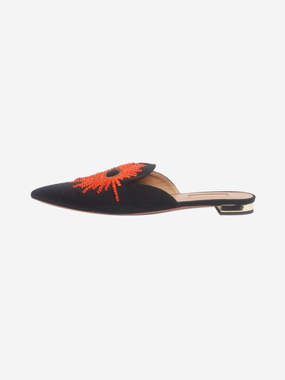 Black beaded slip on flats - size EU 38 (UK 5) Flat Shoes Aquazzura