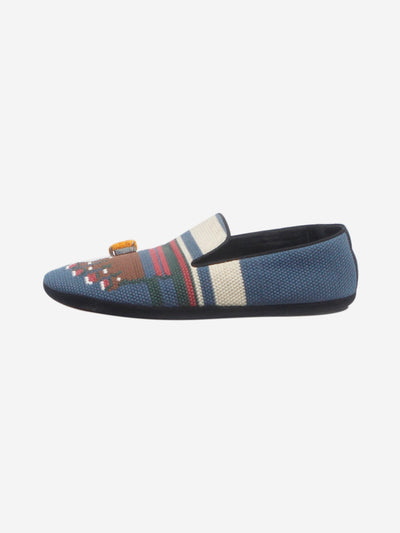 Blue and brown cloth slippers - size EU 40 (UK 7) Flat Shoes Loewe