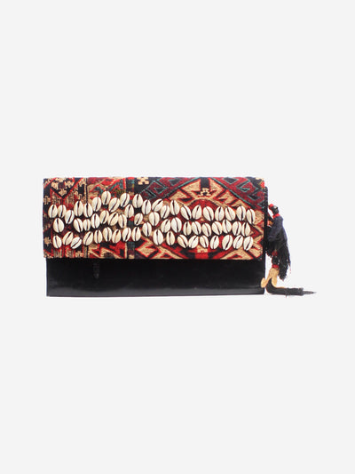 Multicolour tapestry and shell-embellished clutch Clutch bags Dries Van Noten