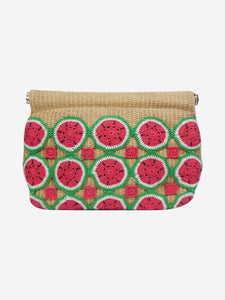 Sarah's Bag Multi crocheted watermelon clutch bag