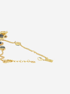 Oscar De La Renta Gold necklace with oversized charms and bejewelled details