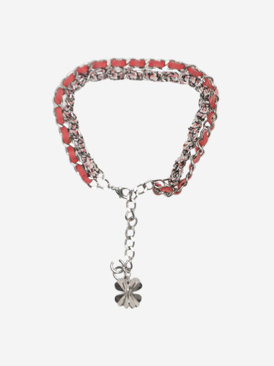 Pink interwoven chain necklace with clover charm Jewellery Chanel 