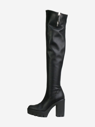 Black leather knee-high platform boots - size EU 37 Boots Giuseppe Zanotti 
