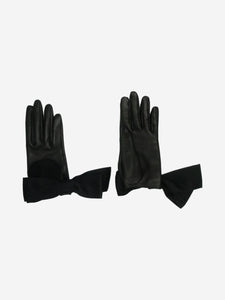 Louis Vuitton Black leather and silk gloves