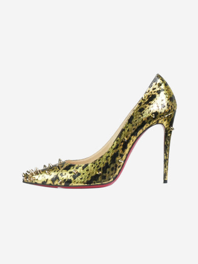 Christian Louboutin Gold studded animal print pointed toe heels - size EU 38.5 (UK 5.5) Heels Christian Louboutin 