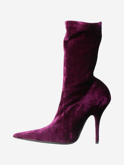 Purple velour pointed-toe boots - size EU 39.5 Boots Balenciaga 