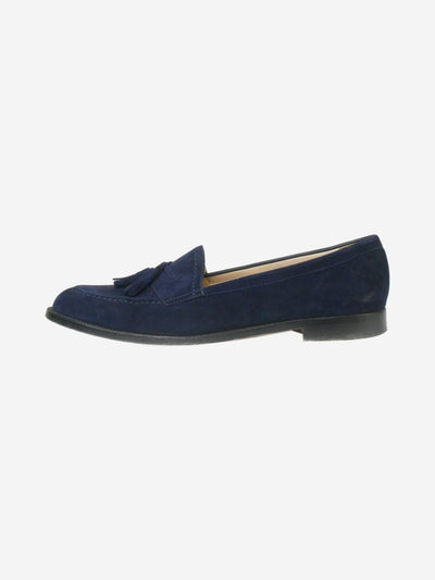 Dark blue suede tassel loafers - size EU 38.5 Flat Shoes Manolo Blahnik 