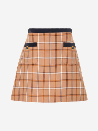 Beige check mini pocket skirt - size UK 16 Skirts Miu Miu