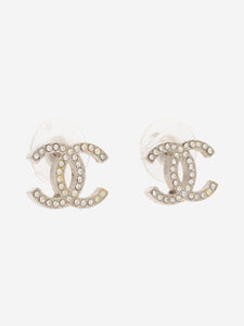 Chanel Silver Coco Mark rhinestone earrings
