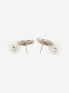 Chanel Silver Coco Mark rhinestone earrings