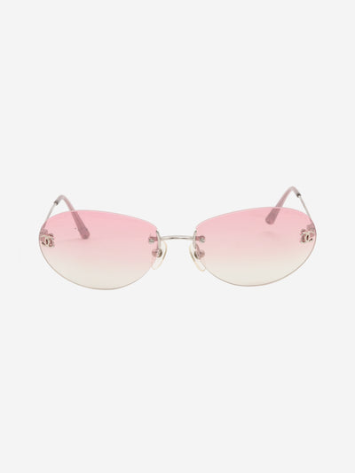 Silver and pink oval-shaped frameless sunglasses Sunglasses Chanel 