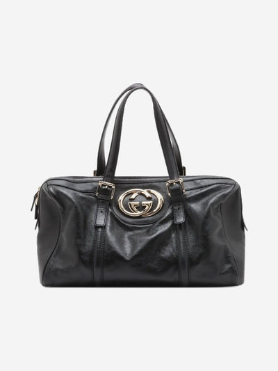 Black Interlocking G leather top handle bag Shoulder bags Gucci