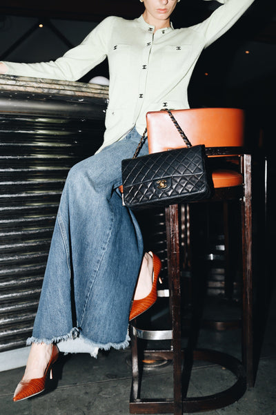 Green brand logo cashmere cardigan - size UK 10 Knitwear Chanel