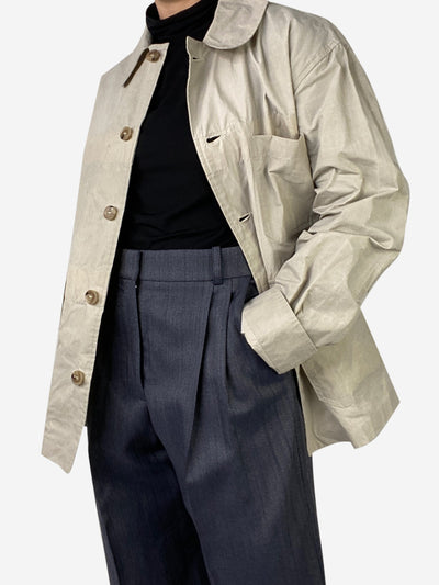 Nicholas Daley Neutral Waxed cotton tie jacket - size 6 Coats & Jackets Nicholas Daley