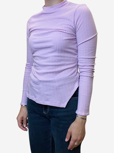 Pink long sleeved high neck asymetric bottom top - size S Tops Rejina Pyo 