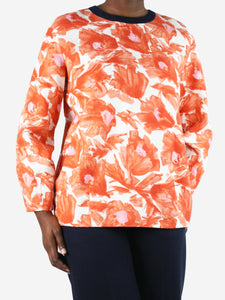 Mother of Pearl Orange long-sleeved floral printed top - size L