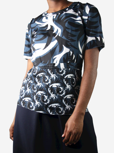 Blue short-sleeved floral printed top - size IT 42 Tops Marni 
