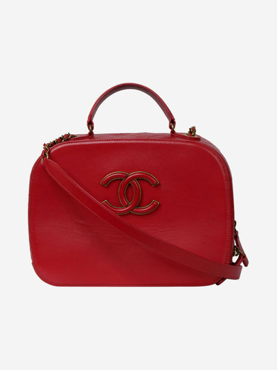 Red Coco Mark Leather 2way handbag Top Handle Bags Chanel 