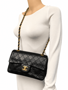 Black vintage lambskin Small Classic Double Flap bag Shoulder bags Chanel 