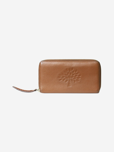 Brown zipped wallet with brand detailing Wallet Mulberry 