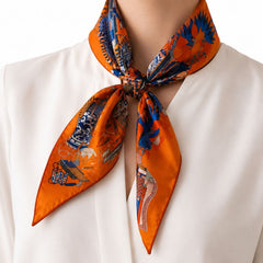 Orange and blue Les Tresors d'un Artiste silk scarf Scarves Hermes 