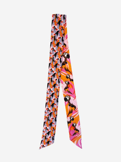 Pink silk parrot printed neck tie Scarves Fendi 