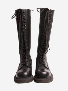 Christian Dior Black Diorbel knee-high buckle boots - size EU 38.5