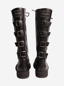 Christian Dior Black Diorbel knee-high buckle boots - size EU 38.5