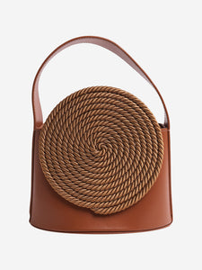 DESTREE Brown mini leather bag with passementerie details